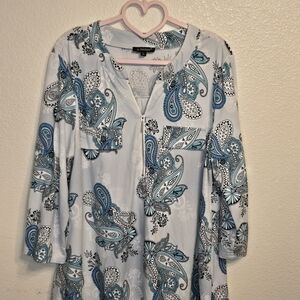 Blue and Turquoise Paisley Tunic Top